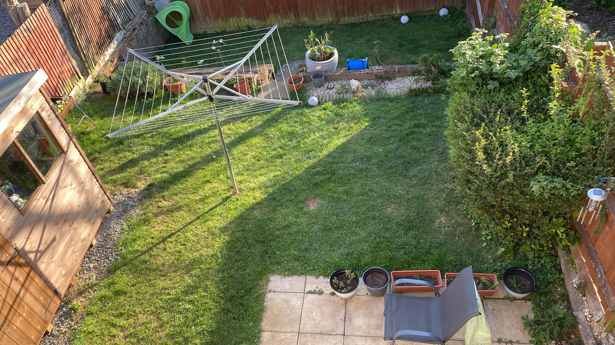 Full view of the original garden, lawn and borders before work began