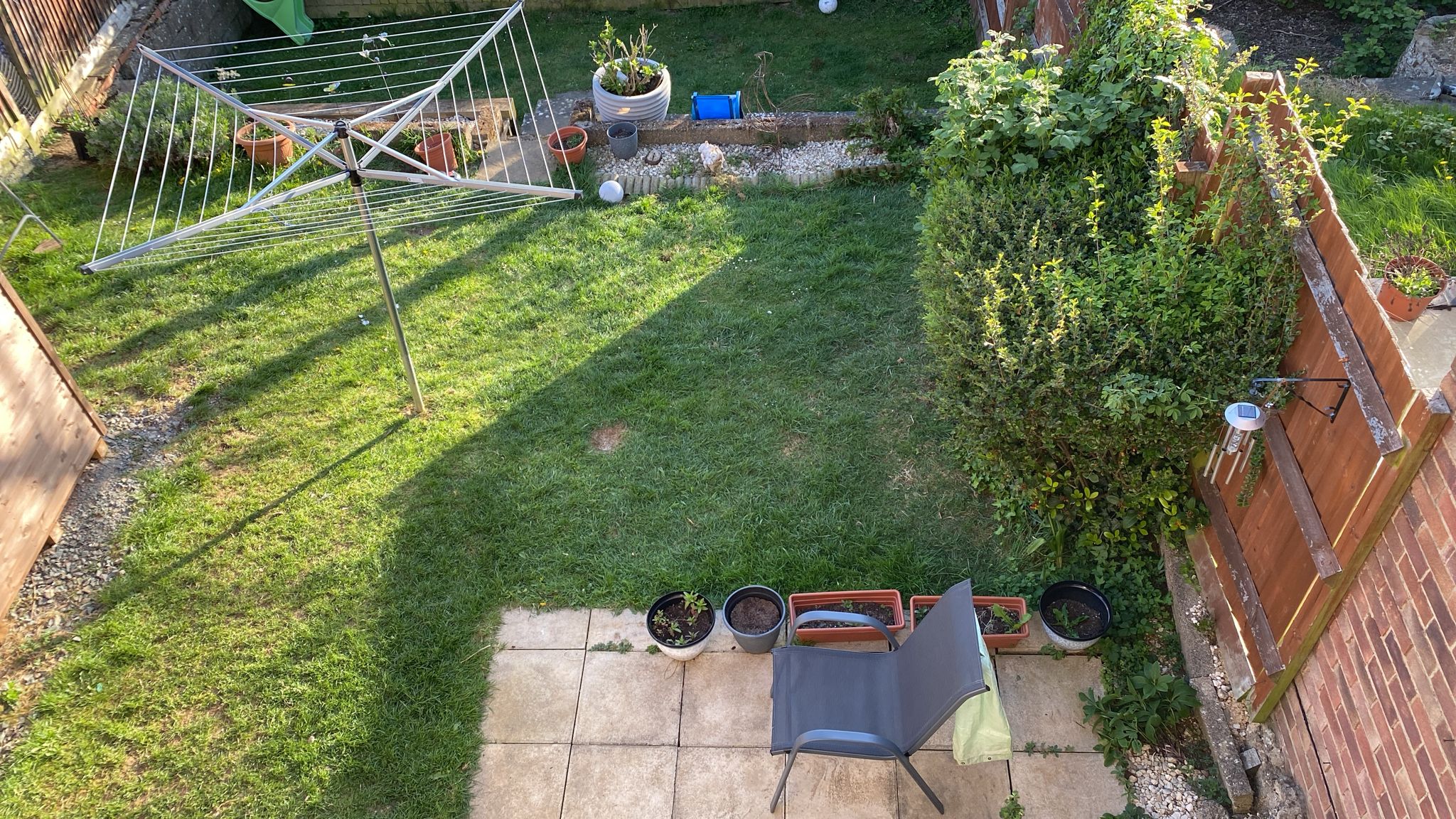 Wide view showing the starting layout of the family garden